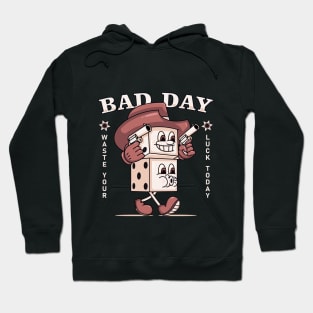 Bad day, retro cartun dice cowboy mascot Hoodie